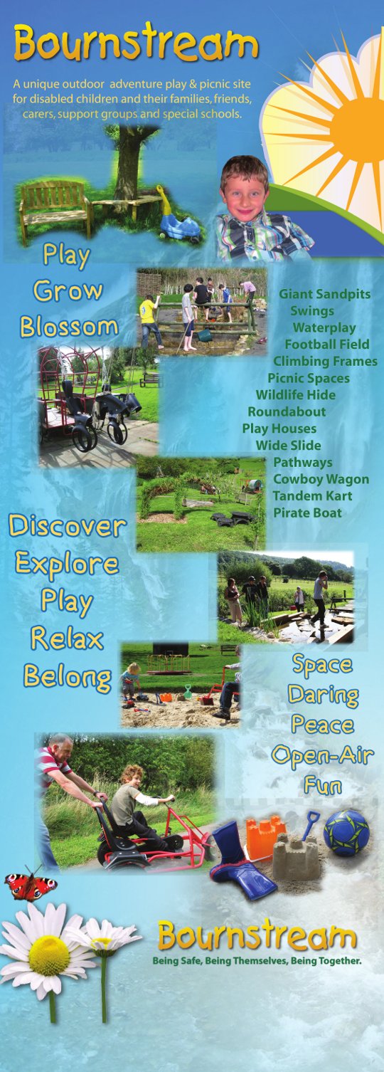 Bournstream banner - A unique outdoor adventure play and picnic site for disabled children and their families, friends, carers, support groups and special schools